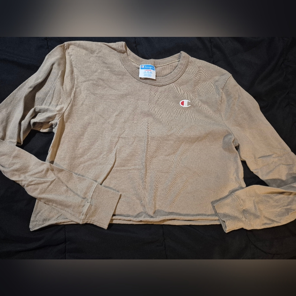 Champion Tan Long Sleeve Crop Top